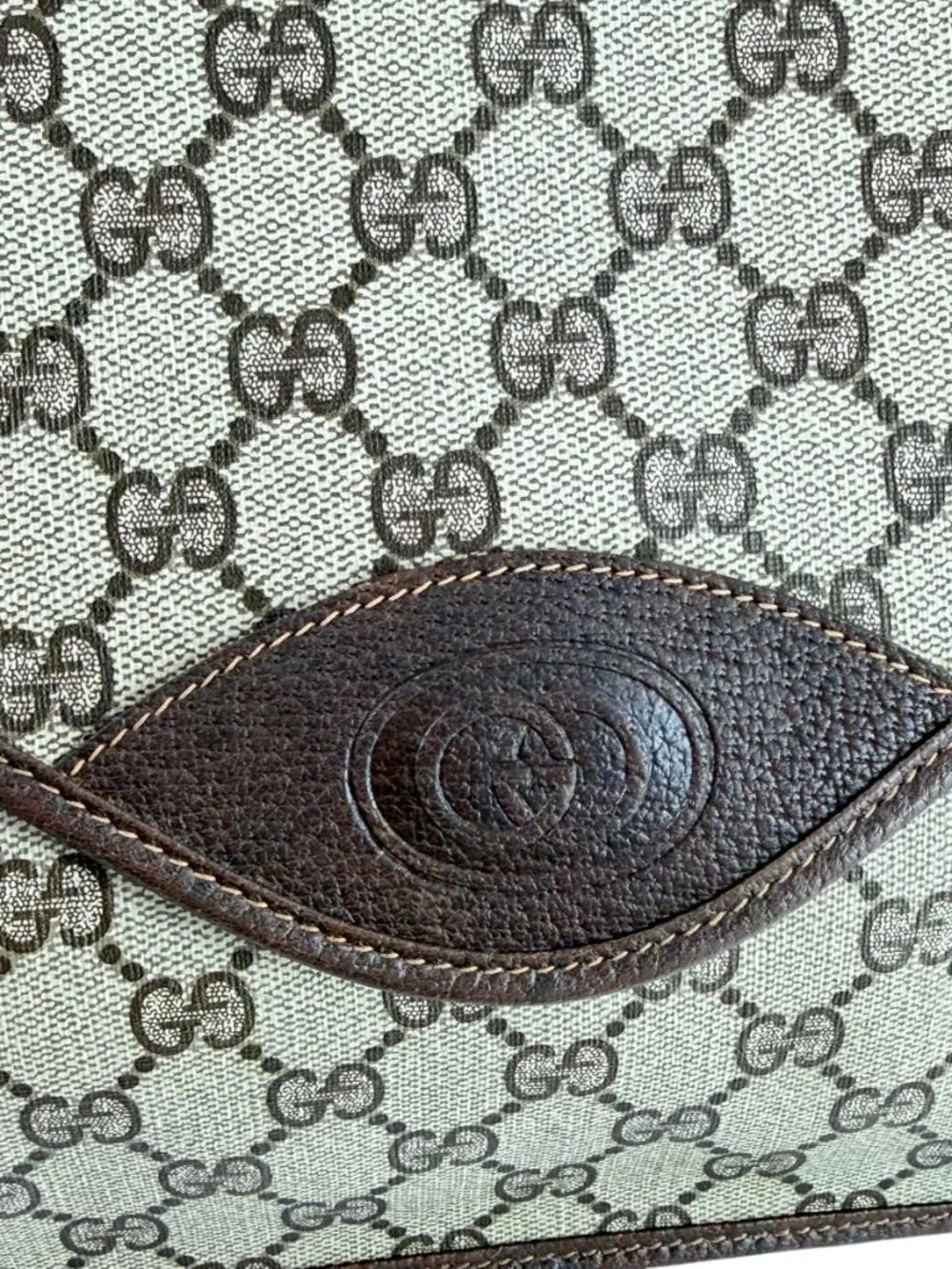 80s GUCCI Brown Supreme Canvas Monogram Document Portfolio Bag Made in Italy